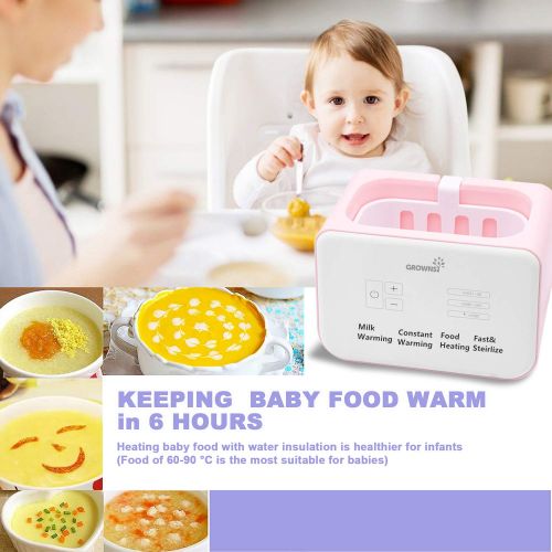  [아마존베스트]GROWNSY 2019 Fast Baby Bottle Warmer Bottle Sterilizer 6-in-1 BPA-Free Baby Food Heater Defrosting Setting Smart Thermostat Warmer with Auto Power-Off and Precise Temperature Control for B