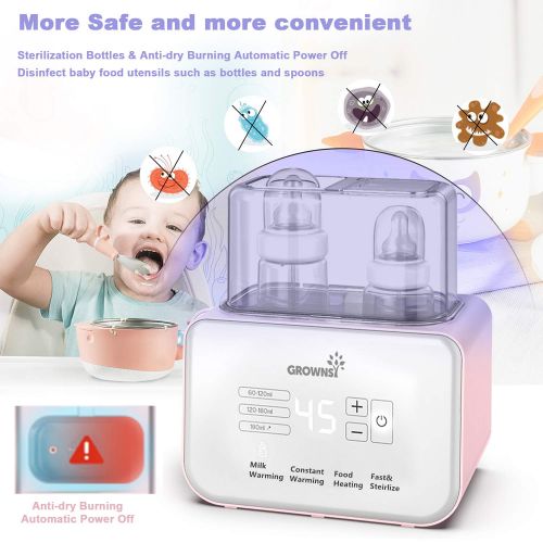  [아마존베스트]GROWNSY 2019 Fast Baby Bottle Warmer Bottle Sterilizer 6-in-1 BPA-Free Baby Food Heater Defrosting Setting Smart Thermostat Warmer with Auto Power-Off and Precise Temperature Control for B