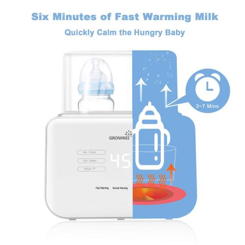  GROWNSY Baby Bottle Warmer, Bottle Warmer 6-in-1 Fast Baby Food Heater&BPA-Free Warmer with LCD Display Accurate Temperature Control for Breastmilk or Formula