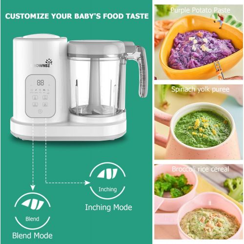  GROWNSY Baby Food Maker Baby Food Processor Puree Blender Multi-Function Steamer Grinder Blender, Baby Food Warmer Mills Machine, Constant Temperature 24h, Auto Cooking & Grinding