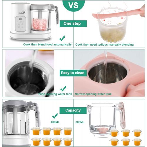  GROWNSY Baby Food Maker Baby Food Processor Puree Blender Multi-Function Steamer Grinder Blender, Baby Food Warmer Mills Machine, Constant Temperature 24h, Auto Cooking & Grinding