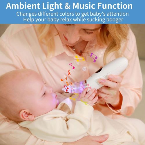  GROWNSY Baby Nasal Aspirator Baby Nose Sucker Baby Nose Cleaner, Automatic Booger Sucker for Baby, Rechargeable, with Pause & Music & Light Soothing Function