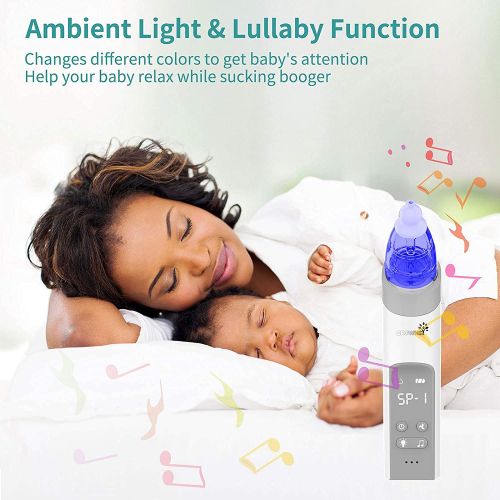  GROWNSY Baby Nasal Aspirator Baby Nose Sucker Nose Sucker for Baby - Baby Nose Cleaner, Automatic Nose Sucker for Infants, Rechargeable, with Music & Light Soothing Function