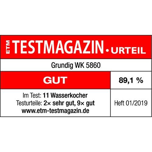  Grundig WK 5860 Wasserkocher, Glas, 2400W, 1,7 l, 2400, Weiss/Schwarz