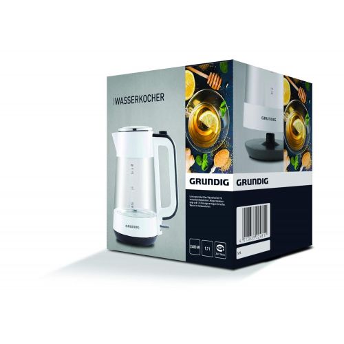  Grundig WK 5860 Wasserkocher, Glas, 2400W, 1,7 l, 2400, Weiss/Schwarz