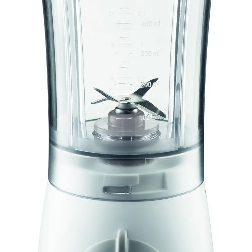  Grundig SM 3330 Kompaktmixer, Mixer, Kaffeemuehle,Entsafter oder Zerkleinerer mit verschliessbarem BPA-freiem Behalter 300 ml, weiss/silber