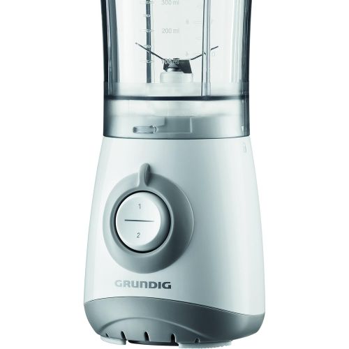  Grundig SM 3330 Kompaktmixer, Mixer, Kaffeemuehle,Entsafter oder Zerkleinerer mit verschliessbarem BPA-freiem Behalter 300 ml, weiss/silber