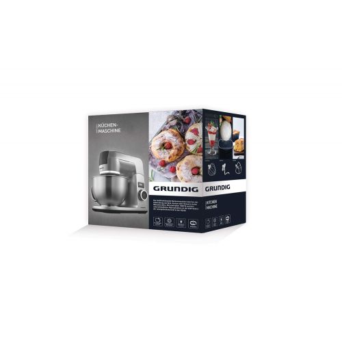  Grundig KMP8650S Kuechenmaschine, 1000 W, 4,6 l Edelstahlruehrschuessel, Schwarz/Silber