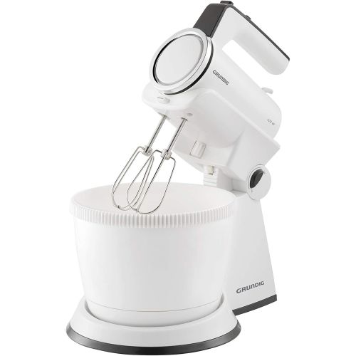  Grundig HM 6860 Handmixer mit 4l Ruehrschuessel, 4 Stufen, 425 W, Weiss/Schwarz