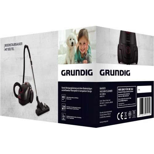  [아마존베스트]Grundig, VCC 3850 A Vacuum Cleaner with Bag, 800 W, 2.1 L, Black/Red