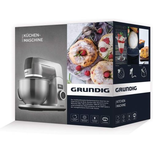  Grundig KMP8650S Food Processor 1000W 4.6L Stainless Steel Mixing Bowl, Black/Silver