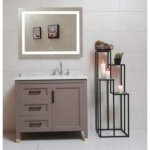  GS MIRROR 36X28 Inch LED Lighted Bathroom Mirror with Dimmable Touch Switch (GS099D-3628N) (36X28 inch New)