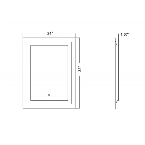  GS MIRROR 40X24 Inch LED Lighted Bathroom Mirror with Dimmable Touch Switch (GS099D-4024N) (40X24 inch New)