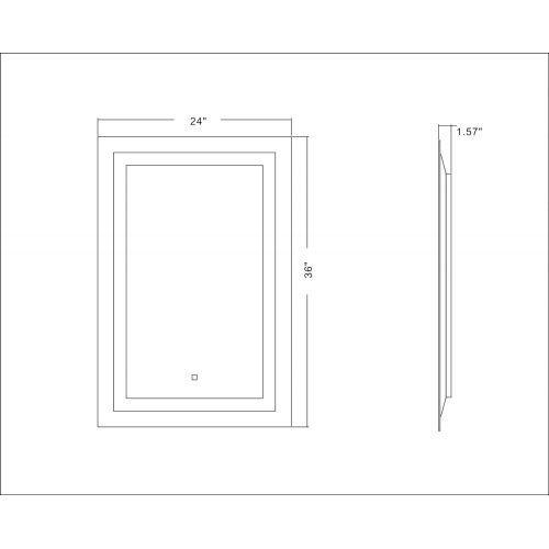  GS MIRROR 40X24 Inch LED Lighted Bathroom Mirror with Dimmable Touch Switch (GS099D-4024N) (40X24 inch New)