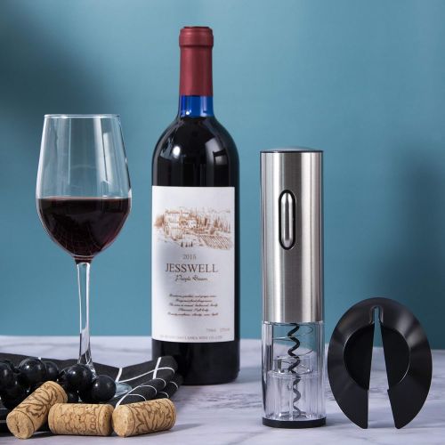  [아마존베스트]GSDJAL Electric Bottle Opener, 4-in-1 Electronic Wine Opener, Electric Corkscrew with Foil Cutter, Vacuum Stopper and Pourer, USB Charging Cable, 600 mAh