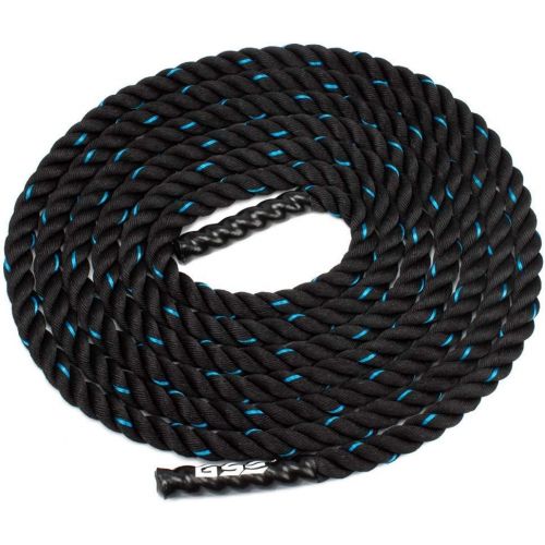  GSE Games & Sports Expert 30ft/40ft/50ft Battle Ropes with Strap Kit. 100% Poly Dacron Heavy Battle Rope for Home Gym & Outdoor Strength Training, Workout Exercise Rope