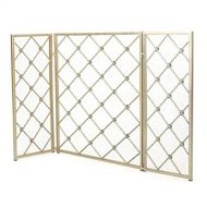 GSG Fireplace Screen Decorative Fireplace Spark Protection Foldable Wrought Iron Fire Screen, 3 Panel Large Spark Guard Mesh, Fireplace Protector for Wood Burner/Gas/Stove Open Fire