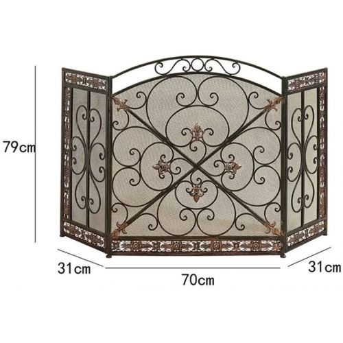  GSG Fireplace Screen Decorative Outdoor Metal Fireplace Screen Decorative Mesh, Foldable Large Flat Fire Screens, Safe Fire Place Panels Wood Burning Stove Accessories