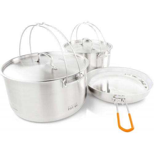  GSI Outdoors Glacier Stainless Troop Cooking Set for 8-10 People