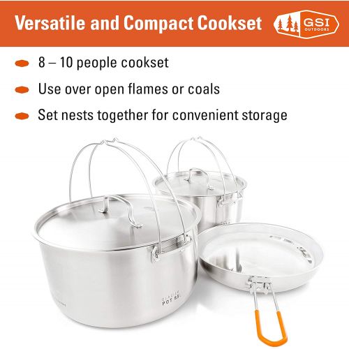  GSI Outdoors Glacier Stainless Troop Cooking Set for 8-10 People