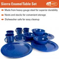 GSI Outdoors Sierra Enamel Table Set for Four with Bowls, Plates and Cups for Camping