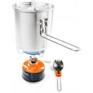 GSI Outdoors Glacier Stainless Explorer Lightweight Cooking Set with Camp Stove, Pot, Lid & Spork for Backpacking