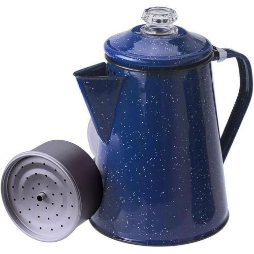  GSI Outdoors Percolator Coffee Pot 8 Cup Enamelware for Brewing Coffee over Stove & Fire - Ideal for Campsite, Cabin, RV, Kitchen, Groups, Backpacking