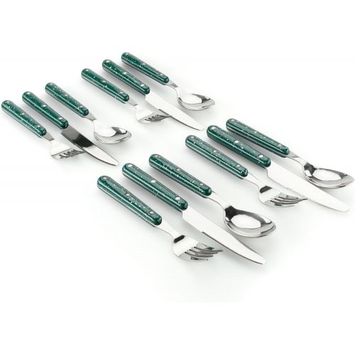  GSI Outdoors Pioneer 12 Piece Cutlery Set, Camping Flatware - Green