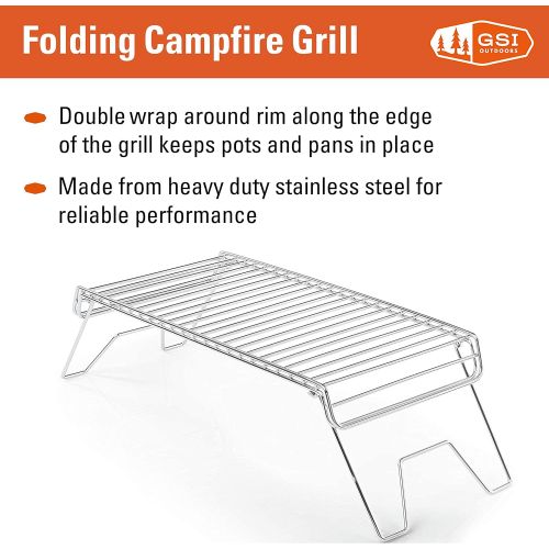  GSI Outdoors Portable Campfire Grill I Collapsible Backpacking & Camping Grill