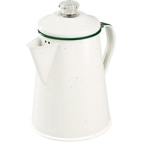  GSI Outdoors Percolator Coffee Pot 8 Cup Enamelware for Brewing Coffee over Stove & Fire - Ideal for Campsite, Cabin, RV, Kitchen, Groups, Backpacking