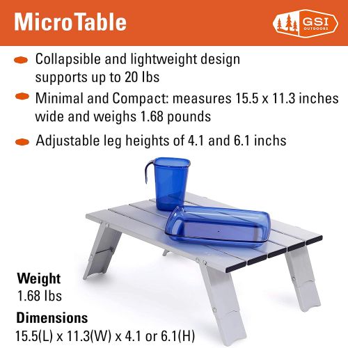  GSI Outdoors Multipurpose and Collapsible Micro Table for Backpacking or Family Camping