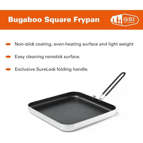  GSI Outdoors Bugaboo Square Frypan for Car Camping, Backpacking, and Home