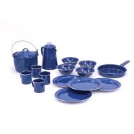 GSI Outdoors Pioneer Enamelware Camp Set with All Your Camping Needs for Four with Pot, Pan, Table Setting and Percolator in Durable and Classic Design