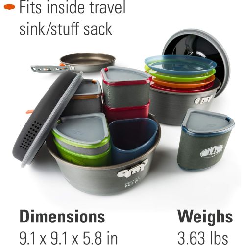  GSI Outdoors, Pinnacle Camper Cooking Set for Camping and Backpacking, 2 to 4 Person