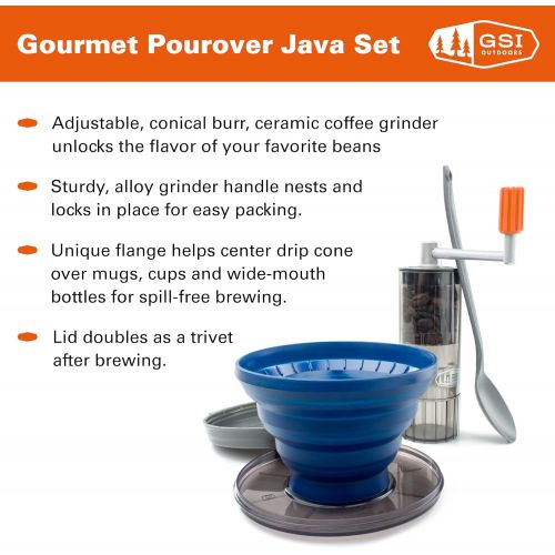  GSI Outdoors Gourmet Pourover Java Set I Coffee Maker for Camping, Backpacking or RV