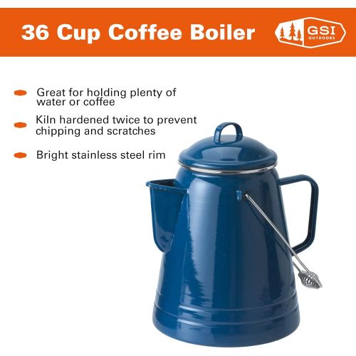  GSI Outdoors 36 Cup Coffee Boiler Design to be Sturdy for The Campsite, RV or Farmhouse Kitchen - Black