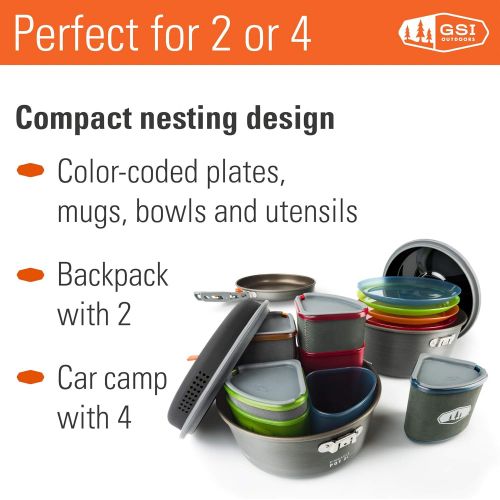  GSI Outdoors, Pinnacle Camper Cooking Set for Camping and Backpacking, 2 to 4 Person