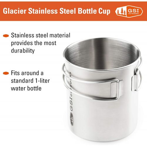  GSI Outdoors Glacier Stainless Lightweight Bottle Cup or Pot for Camping and Backpacking - 20 oz