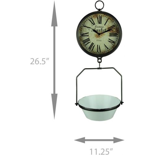  GSM Farmers Market Clock with Hanging Fruit Basket - Vintage Scale Design