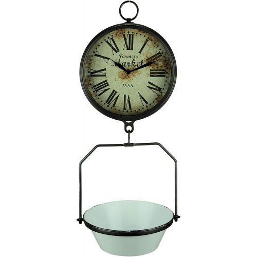  GSM Farmers Market Clock with Hanging Fruit Basket - Vintage Scale Design