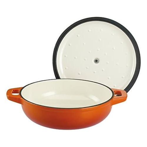  GSW 716307 Shadow Schmortopf mit Deckel 30cm / ca. 4,5 Liter, Gusseisen, orange/Creme, 30 cm, 2-Einheiten