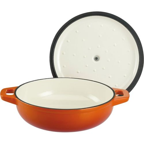  GSW 716307 Shadow Schmortopf mit Deckel 30cm / ca. 4,5 Liter, Gusseisen, orange/Creme, 30 cm, 2-Einheiten