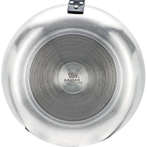  GSW 860734 Gastro traditionell Lyoner Alu Bratpfanne o. Deckel 20cm, Aluminium, Silber/schwarz, 20 cm
