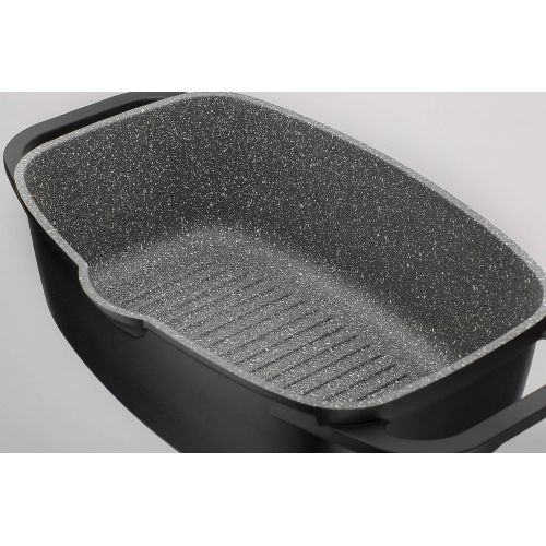  Visit the GSW Store GSW Gourmet 410182 Universal Roasting Dish Granite 33 x 21 cm, Aluminium, Glass, Black