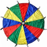 GSI Kids Play Parachute 12 Ft, 16Ft, 20 Ft, Rainbow Parachute Toy Tent Game for Children Gymnastics Cooperative Play and Outdoor Playground Activities