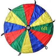 GSi Kids Play Parachute Rainbow Parachute Toy Tent Game for Children Gymnastic Cooperative Play and Outdoor Playground Activities (Rainbow 6 Feet) (6 Feet Parachute)