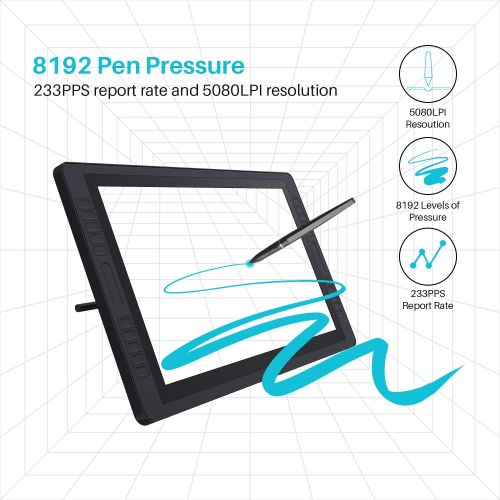  HUION Huion KAMVAS GT-221 Pro HD Drawing Monitor Pen Display with 10 Press Keys and 8192 Pressure Sensitivity - 21.5 Inch