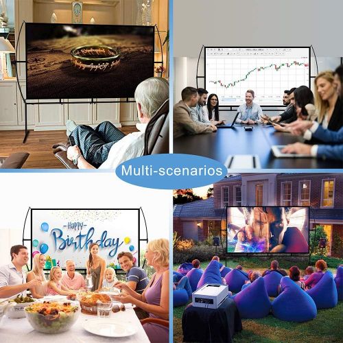  [아마존베스트]N\A Projector Screen with Stand Foldable Portable Movie Screen 100 Inch（16：9）, HD 4K Double Sided Projection Screen Indoor Outdoor Projector Movies Screen for Home Theater (100 Inch)