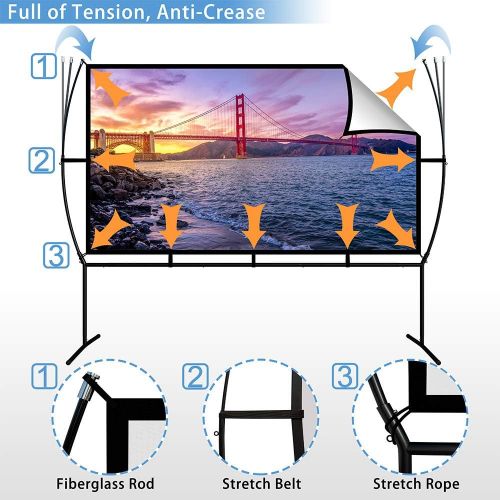  [아마존베스트]N\A Projector Screen with Stand Foldable Portable Movie Screen 100 Inch（16：9）, HD 4K Double Sided Projection Screen Indoor Outdoor Projector Movies Screen for Home Theater (100 Inch)