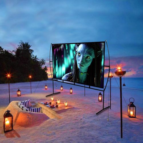  [아마존베스트]N\A Projector Screen with Stand Foldable Portable Movie Screen 100 Inch（16：9）, HD 4K Double Sided Projection Screen Indoor Outdoor Projector Movies Screen for Home Theater (100 Inch)